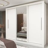 Guarda roupa Casal 3 Portas 1 Porta Espelhada Mdf Branco