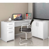 Escrivaninha Mesa Escritório em L 2 Gavetas 3 Portas Office