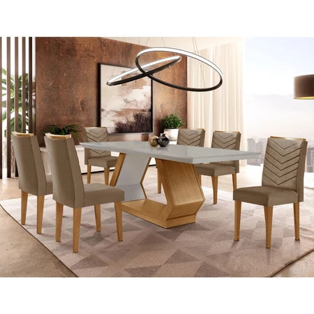 Conjunto Mesa de Jantar 6 Cadeiras Tampo MDF Retangular Rufato Alvorada Londrina