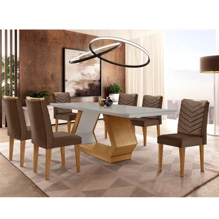Conjunto Mesa de Jantar 6 Cadeiras Tampo MDF Retangular Rufato Alvorada Londrina