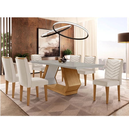 Conjunto Mesa de Jantar 6 Cadeiras Tampo MDF Retangular Rufato Alvorada Londrina