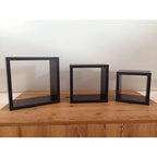 Kit Prateleira Nicho Quadrado MDF Preto 3 Peças Sala Cozinha Quarto