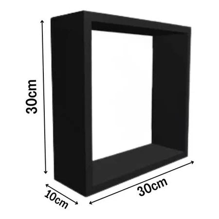 Kit Prateleira Nicho Quadrado MDF Preto 3 Peças Sala Cozinha Quarto