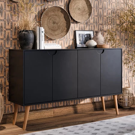 Buffet bar retrô 4 portas com pés em retrô