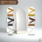 Espelho Grande Oval com Base Reta Corpo Inteiro com Suporte de Chão