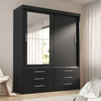 Guarda Roupa Solteiro 2 Portas 6 Gavetas Com Espelho