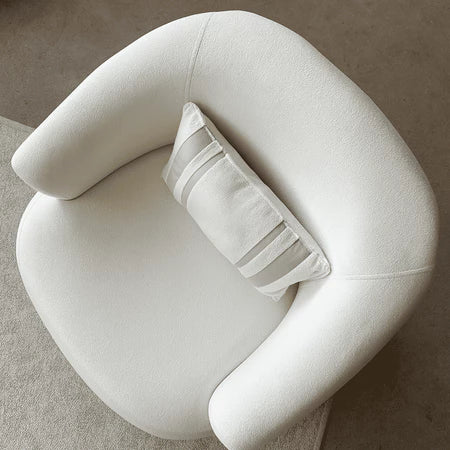 Poltrona em Tecido Bouclê Off White Confortável e Elegante para Sala Estar Recepção