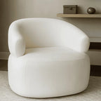 Poltrona em Tecido Bouclê Off White Confortável e Elegante para Sala Estar Recepção