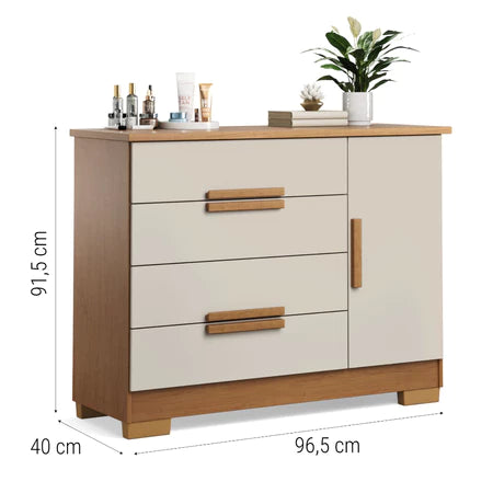 Cômoda Bréscia 4 Gavetas com Sapateira Porta Organizador
