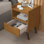 Mesa de Cabeceira Estilo Retrô com 1 Gaveta e 1 Nicho Design Moderno Quarto