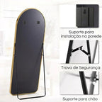 Espelho Grande Oval com Base Reta Corpo Inteiro com Suporte de Chão