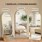 Espelho Grande Oval com Base Reta Corpo Inteiro com Suporte de Chão