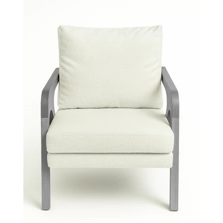 Kit 2 Poltronas Decoração Mona Linho Pés Madeira Para Sala Estar Recepção Escritório