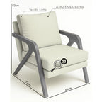 Kit 2 Poltronas Decoração Mona Linho Pés Madeira Para Sala Estar Recepção Escritório