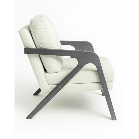 Kit 2 Poltronas Decoração Mona Linho Pés Madeira Para Sala Estar Recepção Escritório