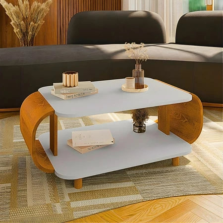 Mesa de Centro Sala Floripa Moderna Pés Madeira Maciça
