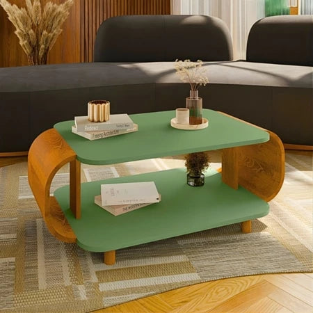 Mesa de Centro Sala Floripa Moderna Pés Madeira Maciça