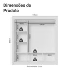 Guarda Roupa Casal 3 Portas de Correr com Espelho Branco Nobre