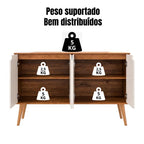 Buffet bar retrô 4 portas com pés em retrô