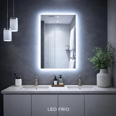 Espelho Led Retangular Luz Quente e Fria Banheiro Penteadeira