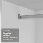 Guarda Roupa Casal 3 Portas de Correr com Espelho Branco Nobre