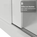 Guarda Roupa Casal 3 Portas de Correr com Espelho Branco Nobre