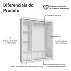 Guarda Roupa Casal 3 Portas de Correr com Espelho Branco Nobre