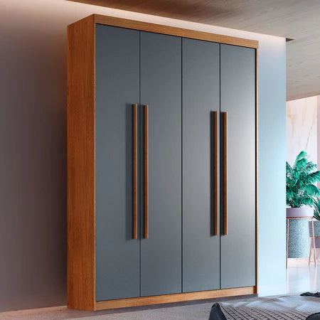 Guarda Roupa Solteiro 4 Portas e 2 Gavetas Mdf Moderna