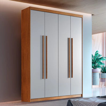 Guarda Roupa Solteiro 4 Portas e 2 Gavetas Mdf Moderna