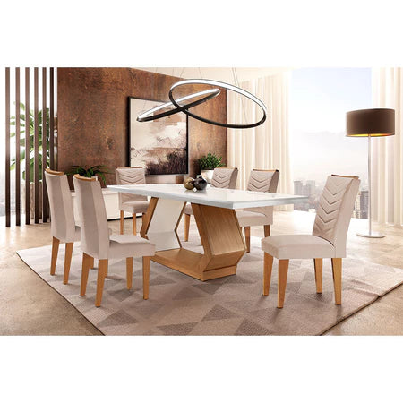 Conjunto Mesa de Jantar 6 Cadeiras Tampo MDF Retangular Rufato Alvorada Londrina