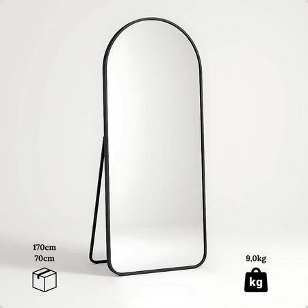 Espelho Grande Oval com Base Reta Corpo Inteiro com Suporte de Chão