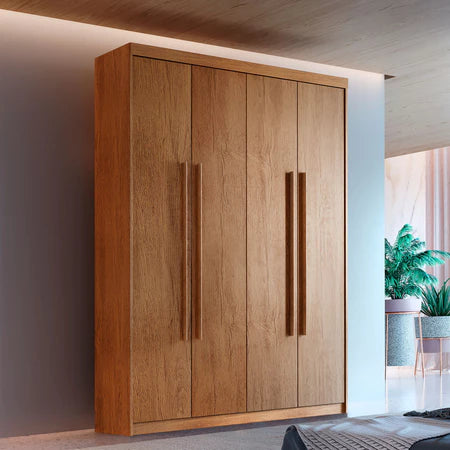 Guarda Roupa Solteiro 4 Portas e 2 Gavetas Mdf Moderna