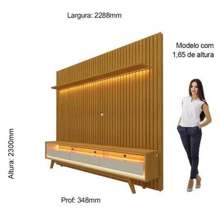 Rack com Painel para TV até 90 Polegadas LED 3 Gavetas com Pés MDF
