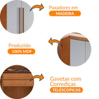 Guarda Roupa Solteiro 4 Portas e 2 Gavetas Mdf Moderna