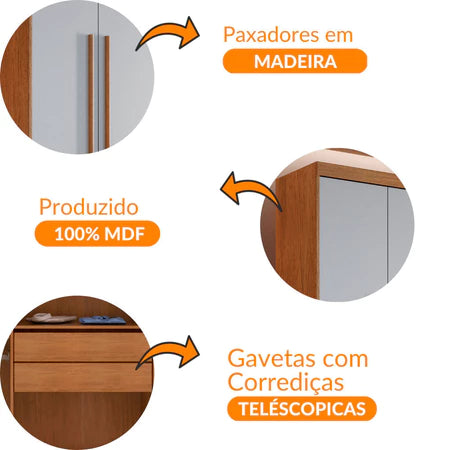Guarda Roupa Solteiro 4 Portas e 2 Gavetas Mdf Moderna