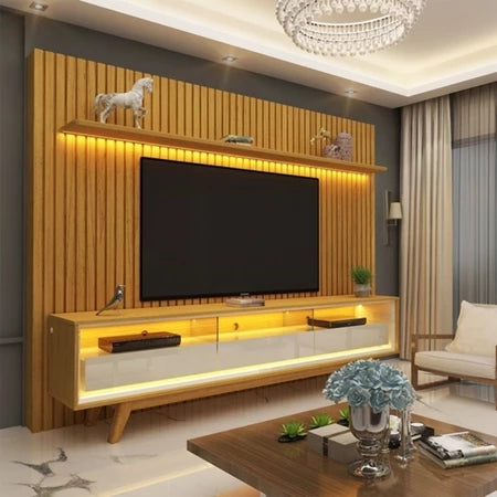Rack com Painel para TV até 90 Polegadas LED 3 Gavetas com Pés MDF