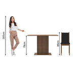 Conjunto Sala de Jantar Mesa Tampo de Madeira 4 Cadeiras