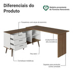 Escrivaninha Em L Mesa Para Computador 3 Gavetas Lisboa