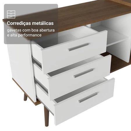 Escrivaninha Em L Mesa Para Computador 3 Gavetas Lisboa