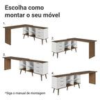 Escrivaninha Em L Mesa Para Computador 3 Gavetas Lisboa