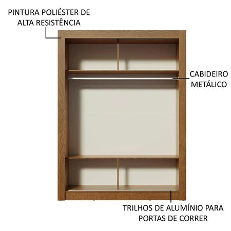 Guarda-Roupa Solteiro 2 Portas de Correr