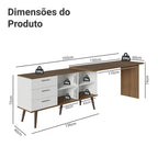 Escrivaninha Em L Mesa Para Computador 3 Gavetas Lisboa