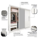 Guarda roupa Casal 3 Portas 1 Porta Espelhada Mdf Branco