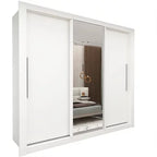 Guarda roupa Casal 3 Portas 1 Porta Espelhada Mdf Branco