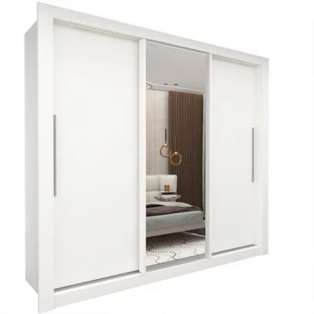 Guarda roupa Casal 3 Portas 1 Porta Espelhada Mdf Branco