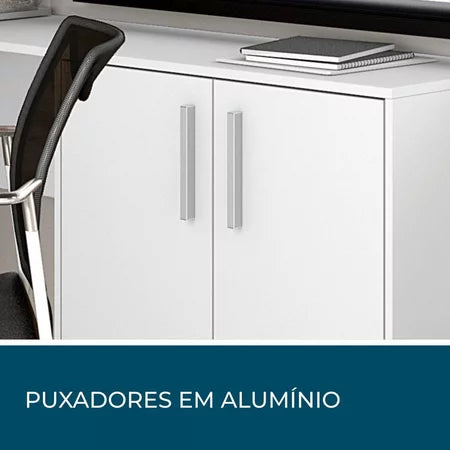 Escrivaninha Mesa Escritório em L 2 Gavetas 3 Portas Office