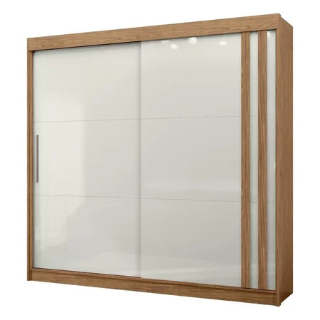 Guarda Roupa Casal Mdf Toquio 2 Portas de Correr 4 Gavetas Freijó Com Off White