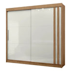 Guarda Roupa Casal Mdf Toquio 2 Portas de Correr 4 Gavetas Freijó Com Off White
