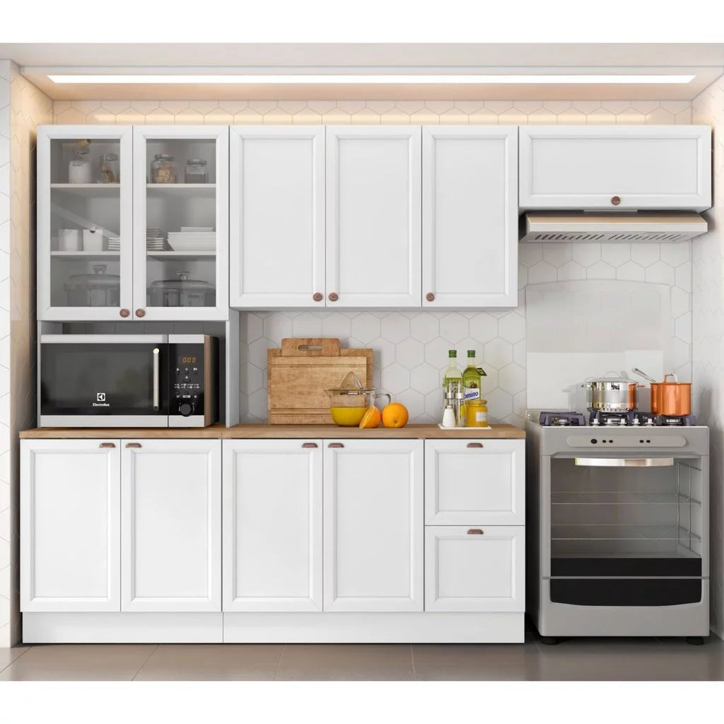 Cozinha Completa 4 Peças 10 Portas 2 Gavetas 1 Nicho para Forno Branco