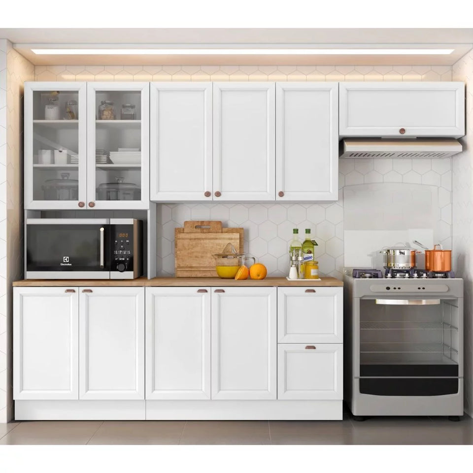 Cozinha Completa 4 Peças 10 Portas 2 Gavetas 1 Nicho para Forno Branco